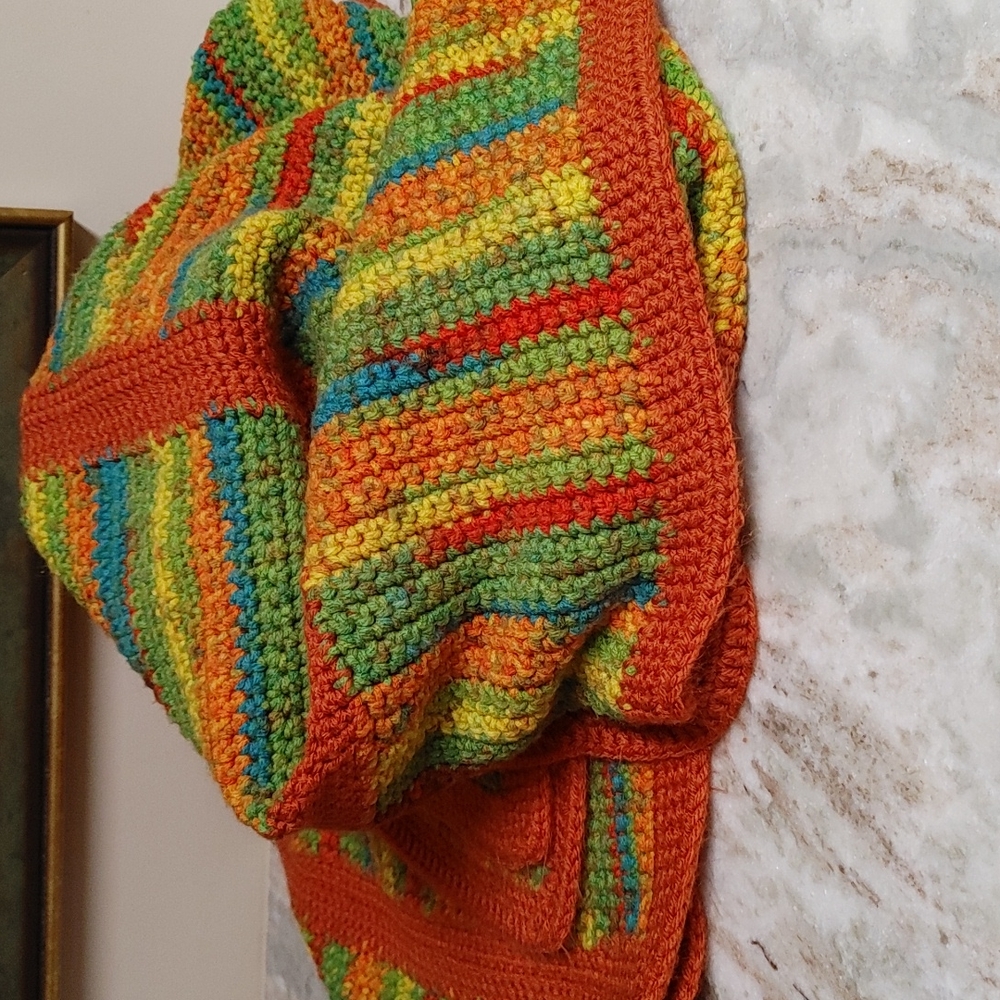 Handcrafted Knitted Throw in Autumn Colors